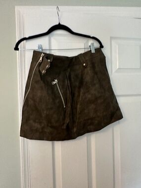 Commense Vegan Leather Brown Skirt